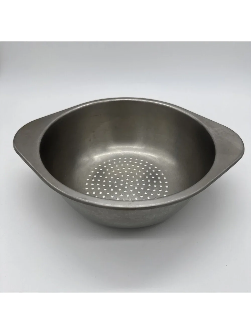 Vintage Stainless Steel Colander Strainer Bowl Side Handles 7